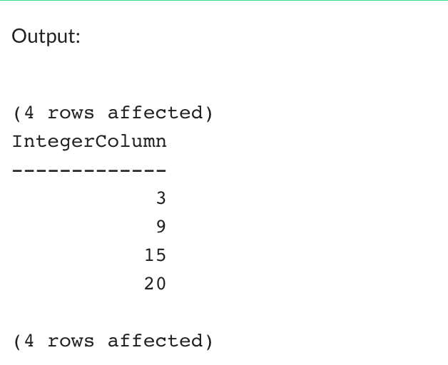 Output showing explicit conversion from decimal to integer