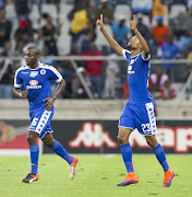 Thabo Mnyamane of Supersport Unitedscores the first goal during the Telkom Knockout Semi Final match between SuperSport United and Orlando Pirates at Mbombela Stadium on November 26, 2016 in Nelspruit, South Africa.