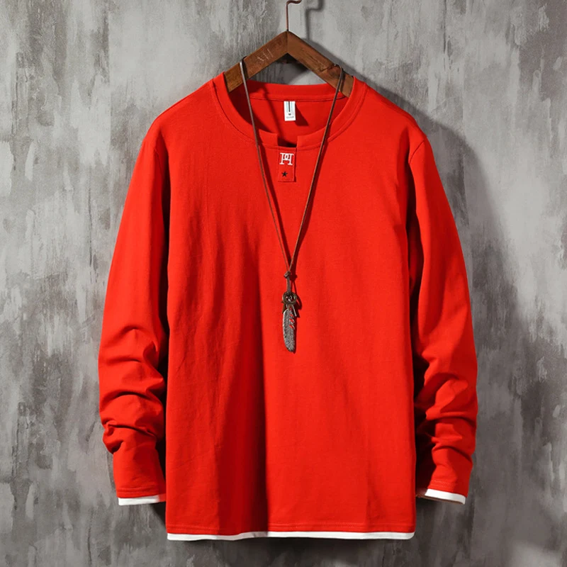 Title 2, Heren T-shirt met Lange Mouwen Katoen Casual Ro...