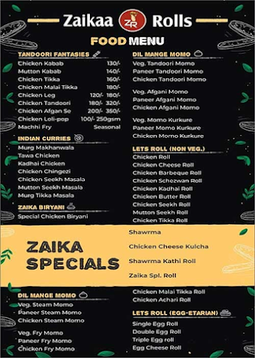 Zaika Kathi Roll's Momos & Biryani menu 