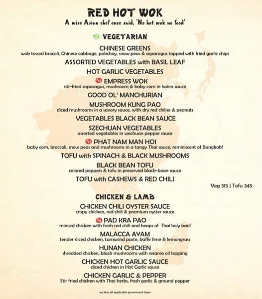 Rred Hot Cafe menu 