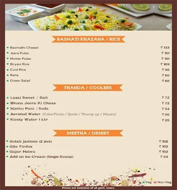 Kabab Curry aur Biryani menu 