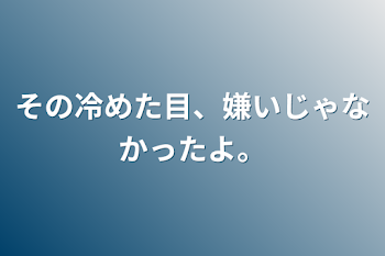 その冷めた目、嫌いじゃなかったよ。