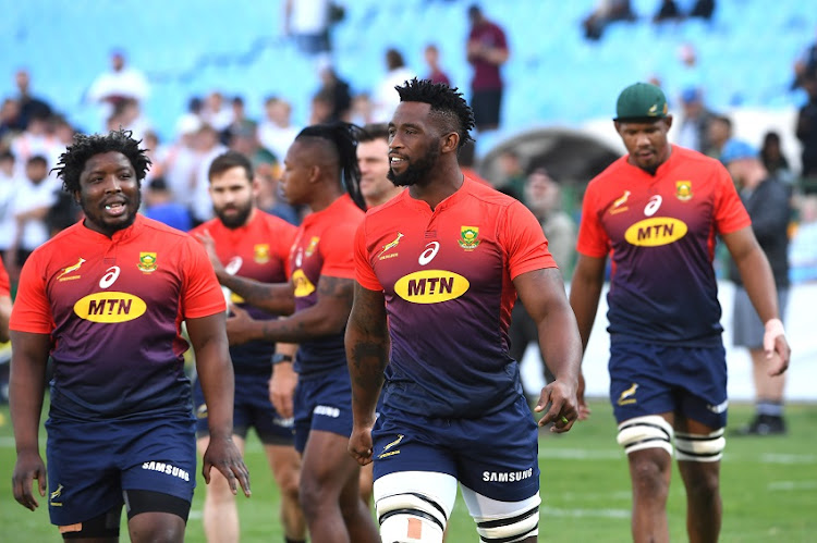 Siya Kolisi of the Springboks during the South African national men's rugby team training session and fan engagement at Loftus Versfeld on August 13, 2019 in Pretoria, South Africa.