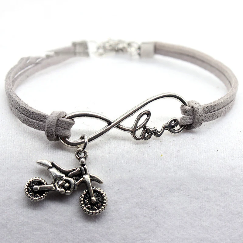 Handgeweven armband met oneindige liefde, eenvoudige stijl, creatieve Europese en Amerikaanse sieraden, motorfiets design, ideaal cadeau.
