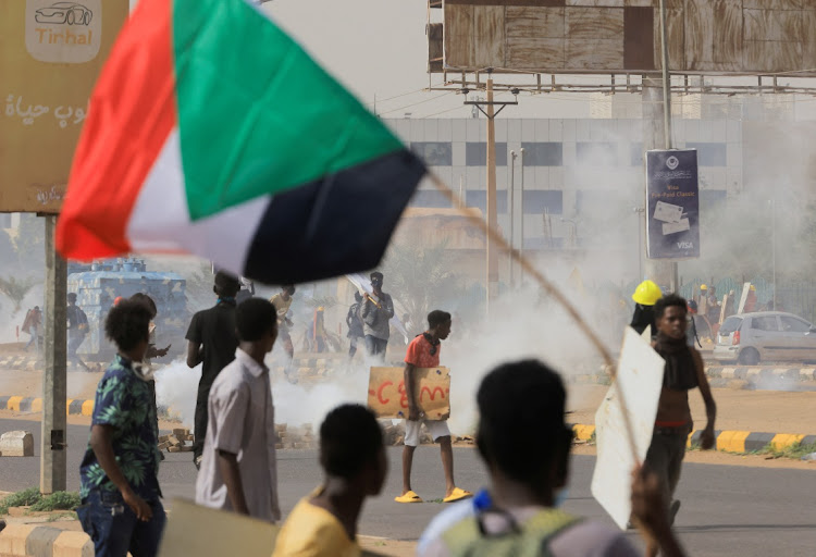 Protesters march during a rally against military rule, in Khartoum, Sudan, August 31 2022. Picture: MOHAMED NURELDIN ABDALLAH/REUTERS