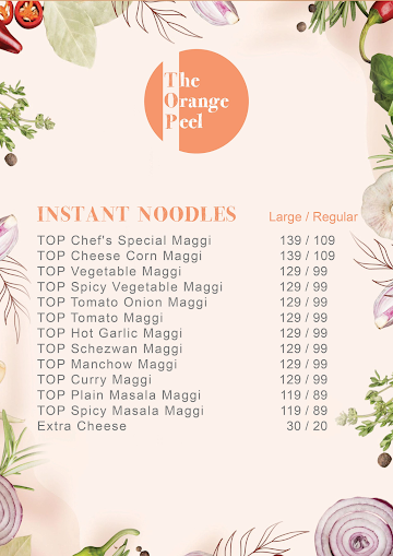 The Orange Peel menu 