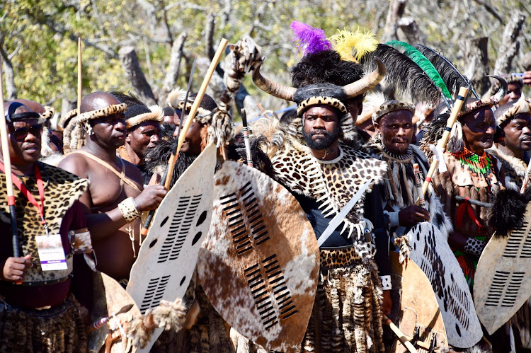 Amabutho during the entering of the kraal ceremony.