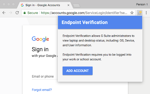 Endpoint Verification chrome extension