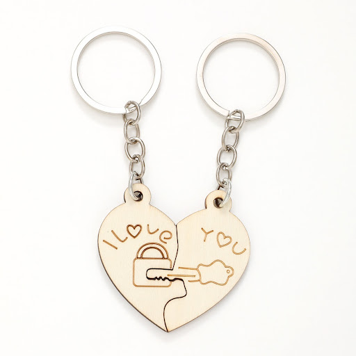 Title 1, Wooden Key Buckle Couple Gift Pendant. Celebrat...