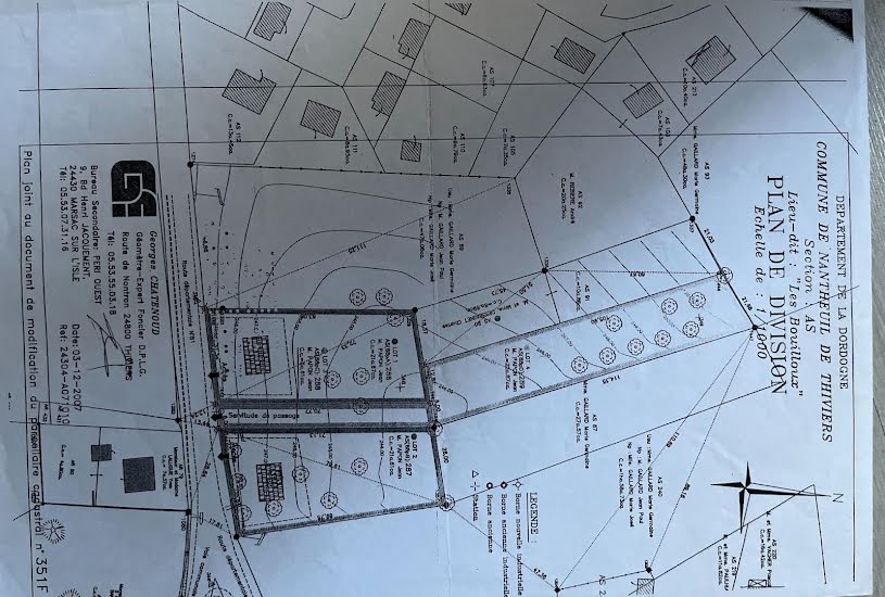  Vente Terrain à bâtir - 2 167m² à Nantheuil (24800) 