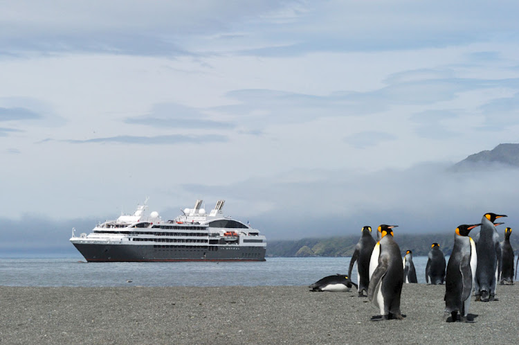 The Ponant luxury expedition ship Le Boreal in Antarctica. 