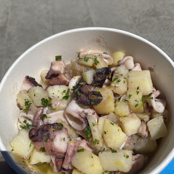 Octopus, squid, and potato salad. Yummy :)