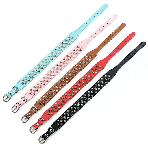 Adjustable Leather Pet Dog collar Neck Strap Supplies PU Leather Punk Rivet Spiked Dog Collar Pet Collars For Small Dog 