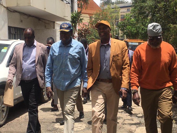 Azimio Executive Council chairman Wycliffe Oparanya accompanined by other leaders arrive at Regional Police Headquarters to deliver a letter to IG Japhet Koome notifying him of planned Monday and Thursday demos, March 22, 2023.