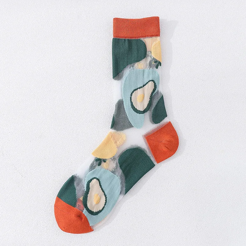 Crystal Glass Silk Sunscreen Ultra-Thin Cartoon Cotton Socks