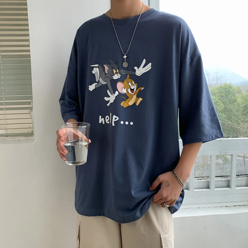 Cartoon printed T-shirt with five sleeves