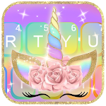 Cover Image of Скачать Тема для клавиатуры Rainbow Pink Rose Unicorn 1.0 APK