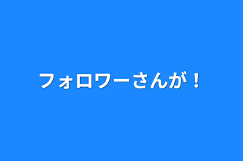 フォロワーさんが！