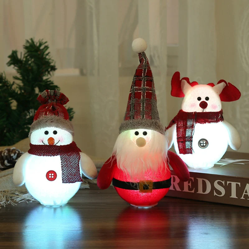Decorações de Natal LED Papai Noel Boneco de Neve Rena Criativas Luminous Xmas Tree Pingente Gnomo Presentes Enfeites Decoração