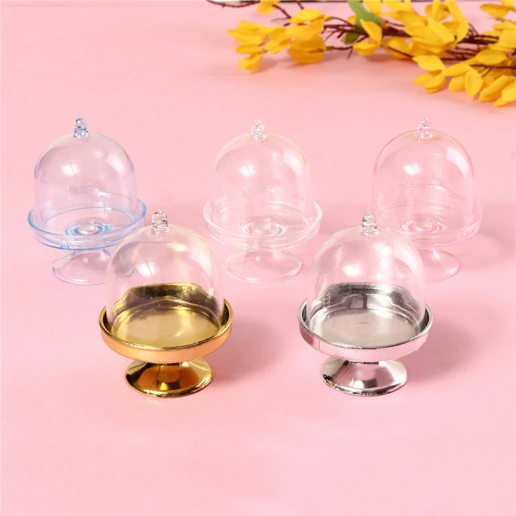 Plateau à gâteau en plastique transparent avec couvercle Jouet alimentaire Simulation de gâteau Présentation et protection des gâteaux pour enfants