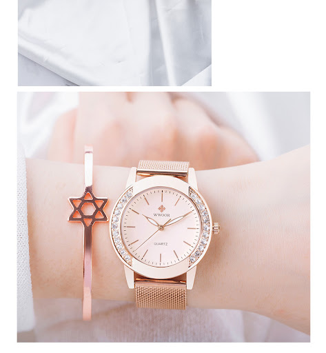 Title 4, Womens Mesh Belt Quartz Watch Water Drill Bowl...