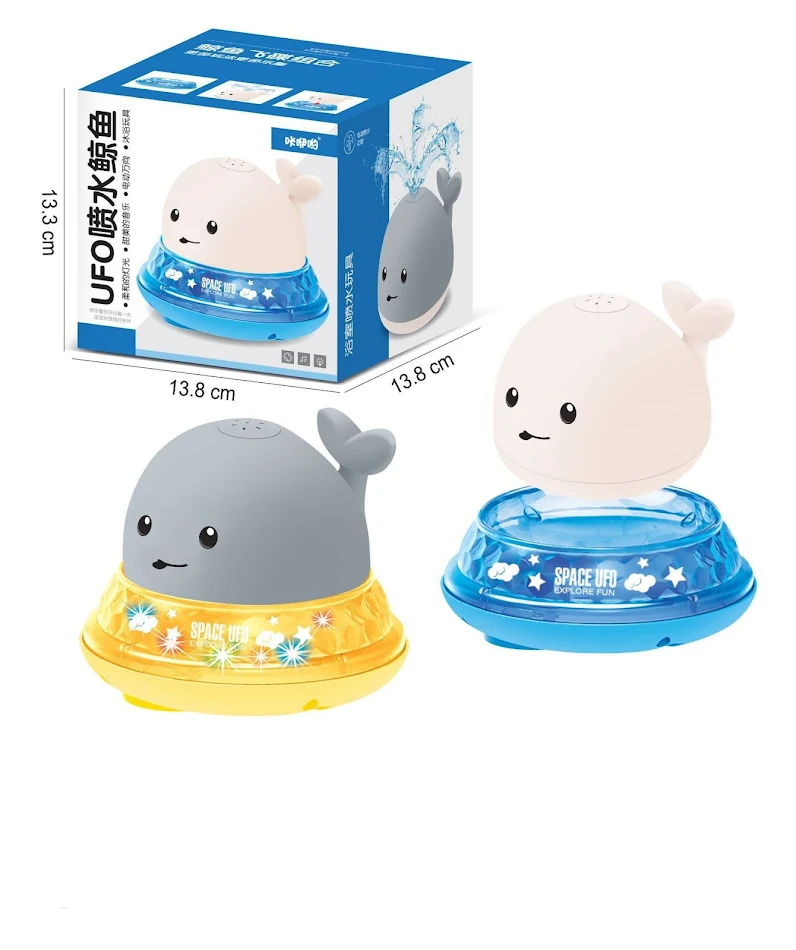 Baby's schattige cartoon walvis badspeelgoed met sproeiwater, LED-licht en muziek. Drijvend speelgoed voor baby's, maakt badtijd leuker.