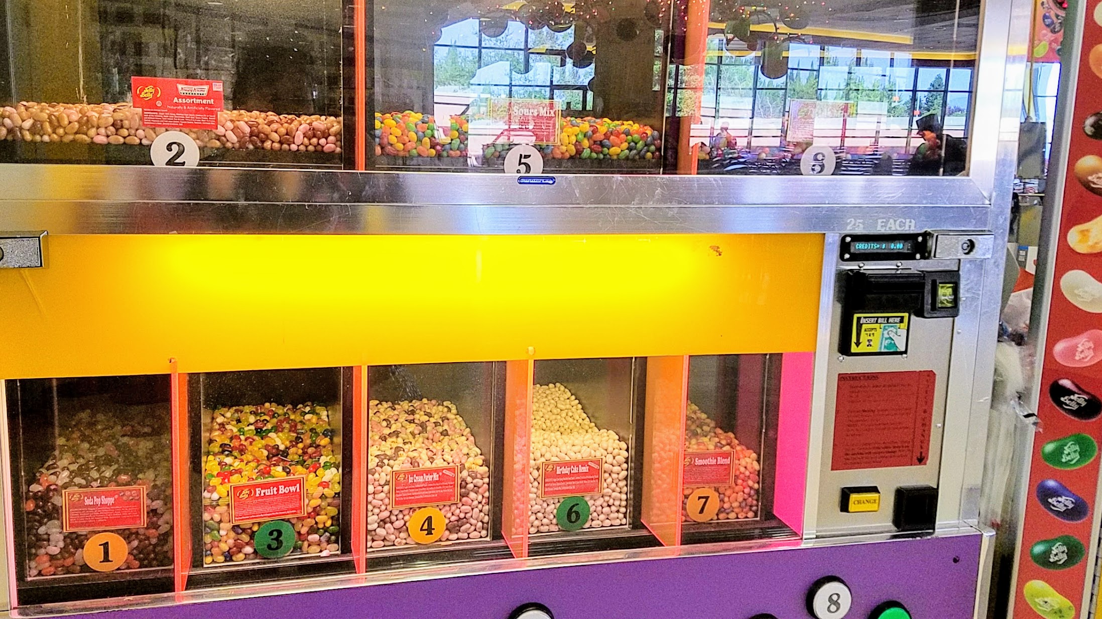 Jelly Belly Factory, Cafe area in Fairfield, California has fun candy machines