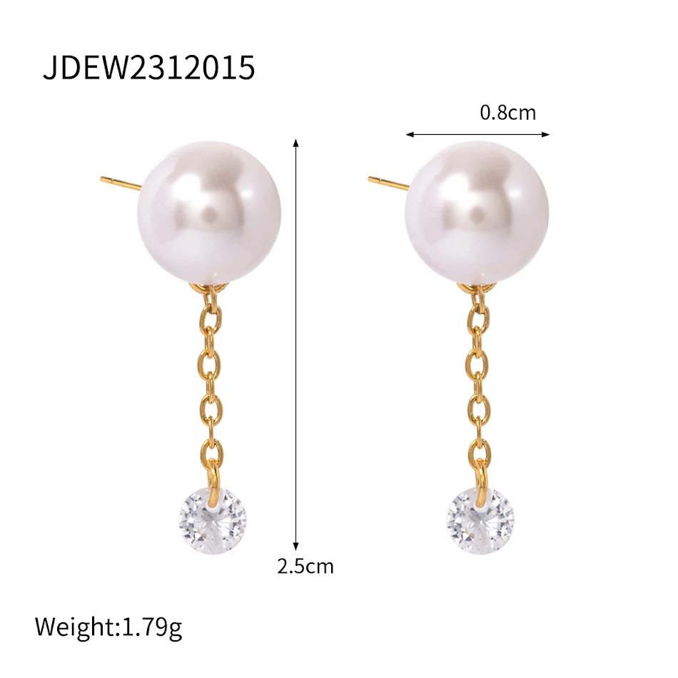 Elegantes pendientes colgantes de perlas y circonitas, perfectos para añadir un toque sofisticado y femenino a tu look diario o especial.
