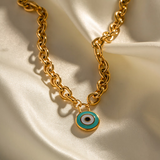 Title 3, 18K Gold Stainless Steel Concentric Round Neckl...