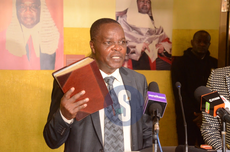 David Oginde take oath of office as the new chairperson of Ethics and Anti-Corruption Commission (EACC) at the Supreme Court Kenya on May 9, 2023.