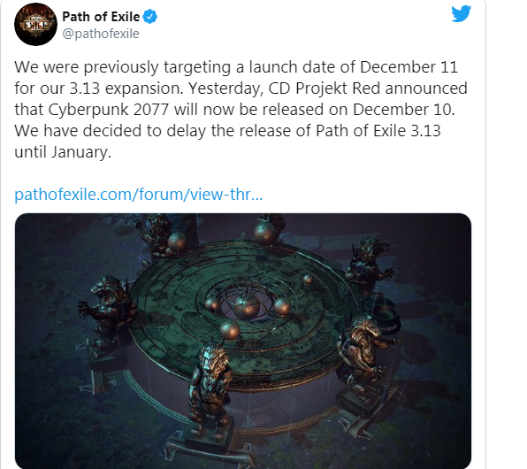 Path of Exile 3.13 trì hoãn ngày ra mắt Cyberpunk 2077