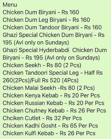 Gazi Veg Non Veg menu 