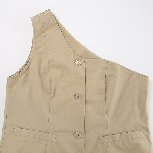 Title 9, Cotton Linen Sleeveless Vest Irregular Collar Suit
