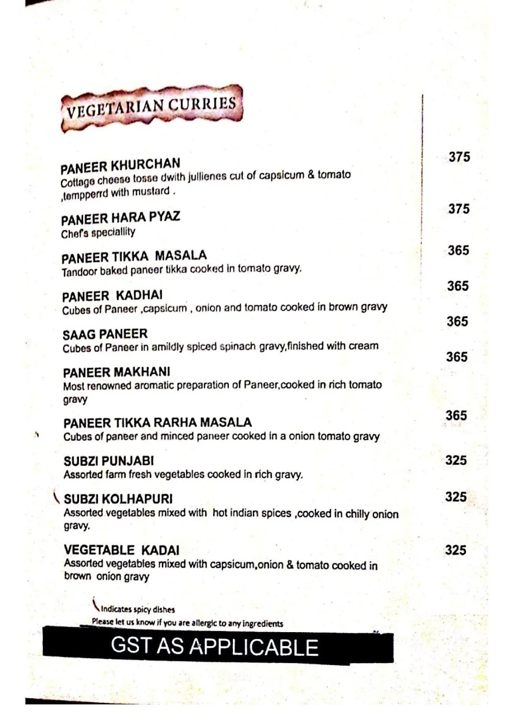 Menu of Caravan Serai, Andheri East, Mumbai | January 2024