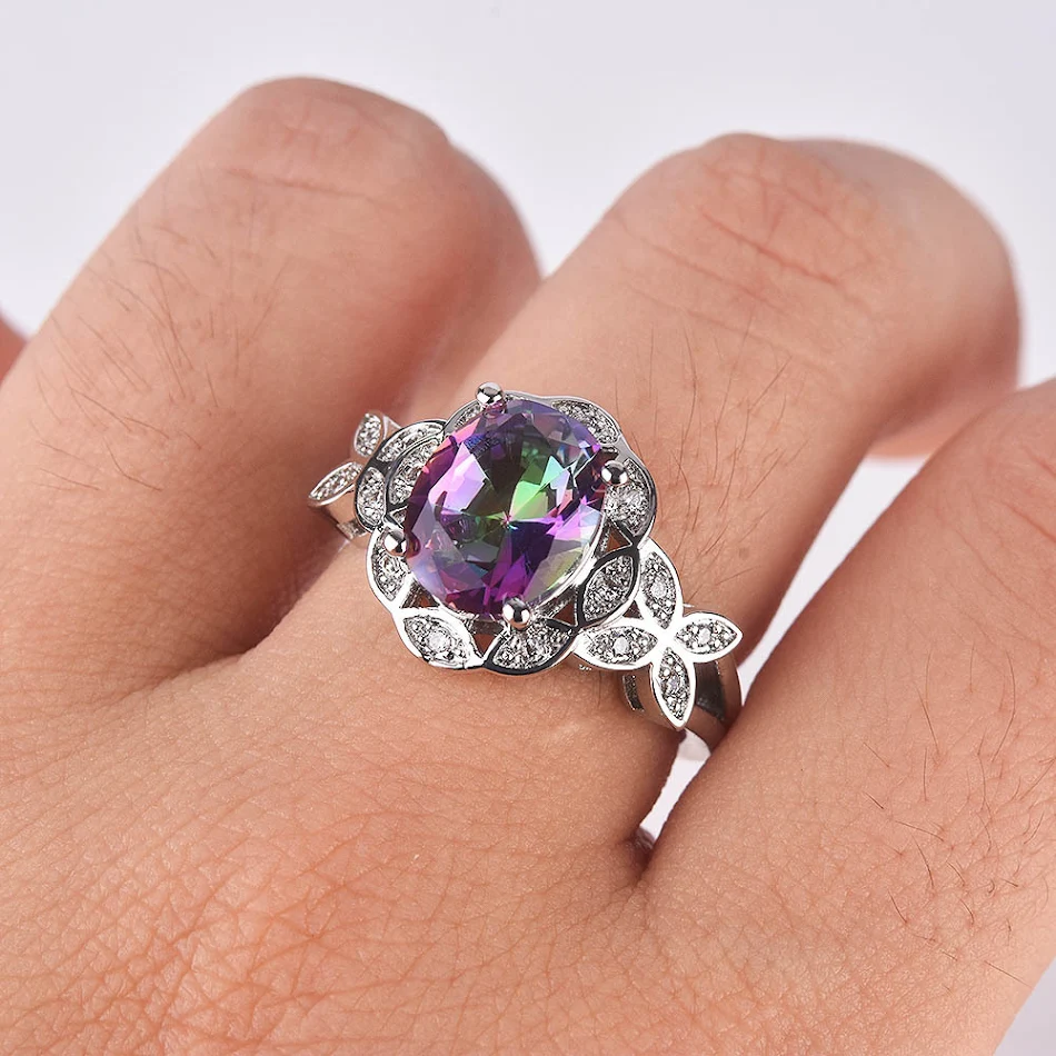 Kleurrijke Zirkoon Holle Vlinder Topaz Ring met creatieve kleurovergang, een uniek en stijlvol sieraad voor dames. Perfect als cadeau.