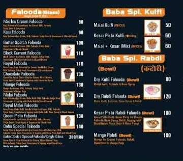 Baba Falooda menu 