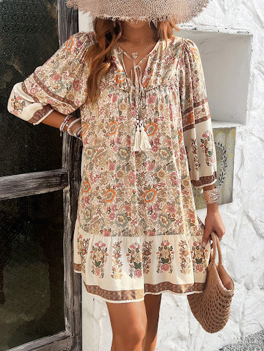 Title 6, Womens Fashion V-neck Printed Dress Stylish an...