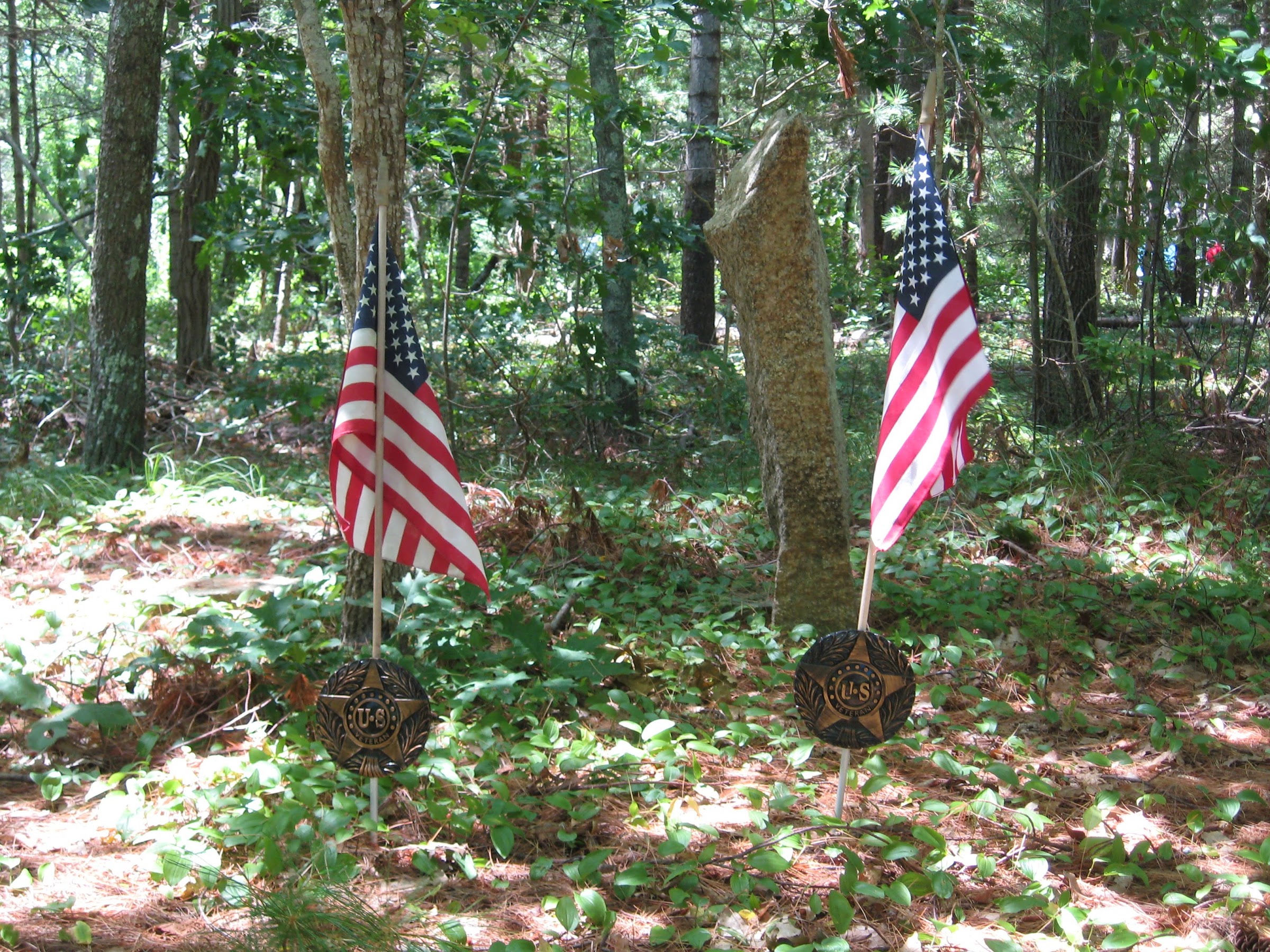 old New England cemetery in woods