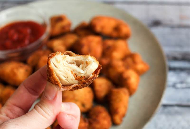 Inside Of A Yummy Homemade Chicken Nugget.