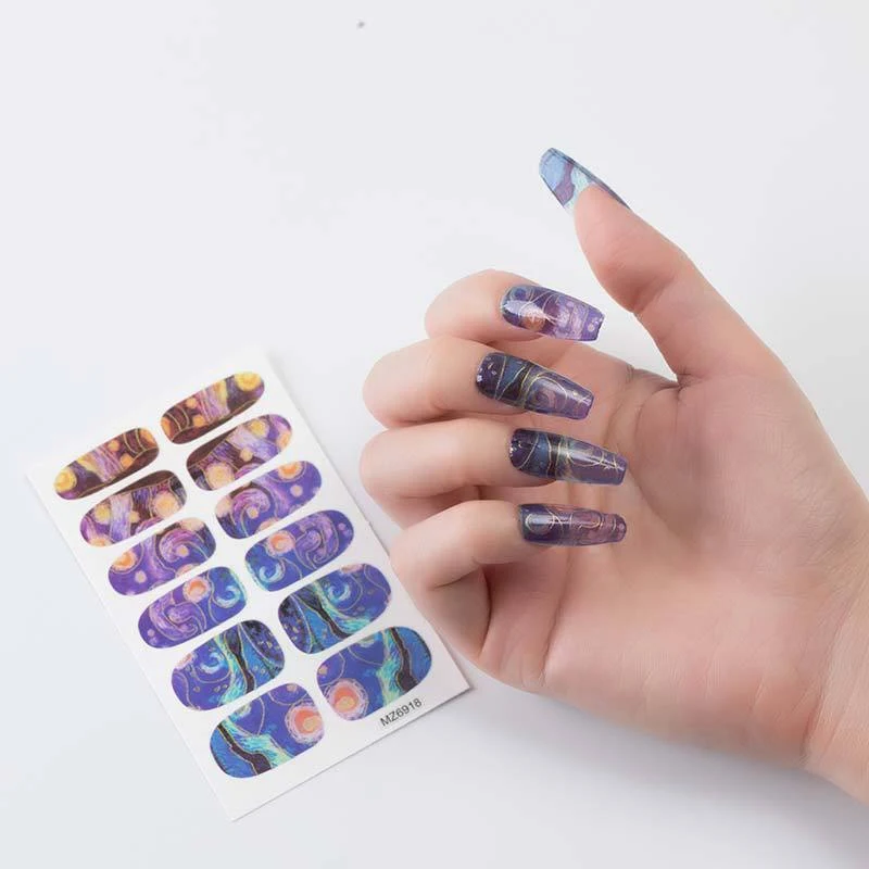 European and American Oil Painting Art Nail Stickers. Achieve artistic manicures effortlessly with these easy-to-apply, 