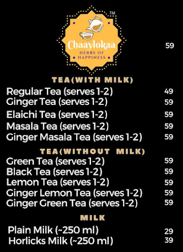 Chaaylokaa menu 