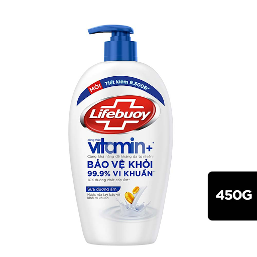 Nước Rửa Tay Diệt Khuẩn Lifebuoy Sữa dưỡng ẩm 450g