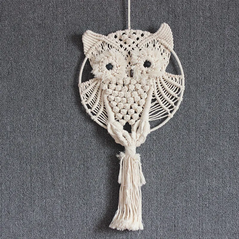 Title 4, Handgemaakte wandtapijt van katoenen touw, boho...