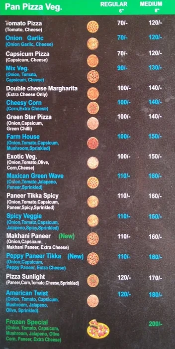 Frozen Pizza Hub menu 