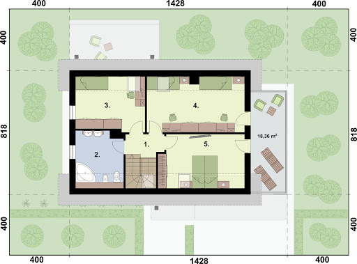 Trypolis 4 szkielet drewniany - Rzut poddasza