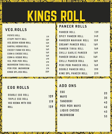 Kings Roll menu 