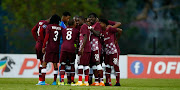  Swallows FC players during the DStv Premiership match against Maritzburg United at Harry Gwala Stadium on April 30 2021 in Pietermaritzburg.