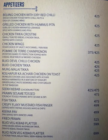 K Boulevard menu 