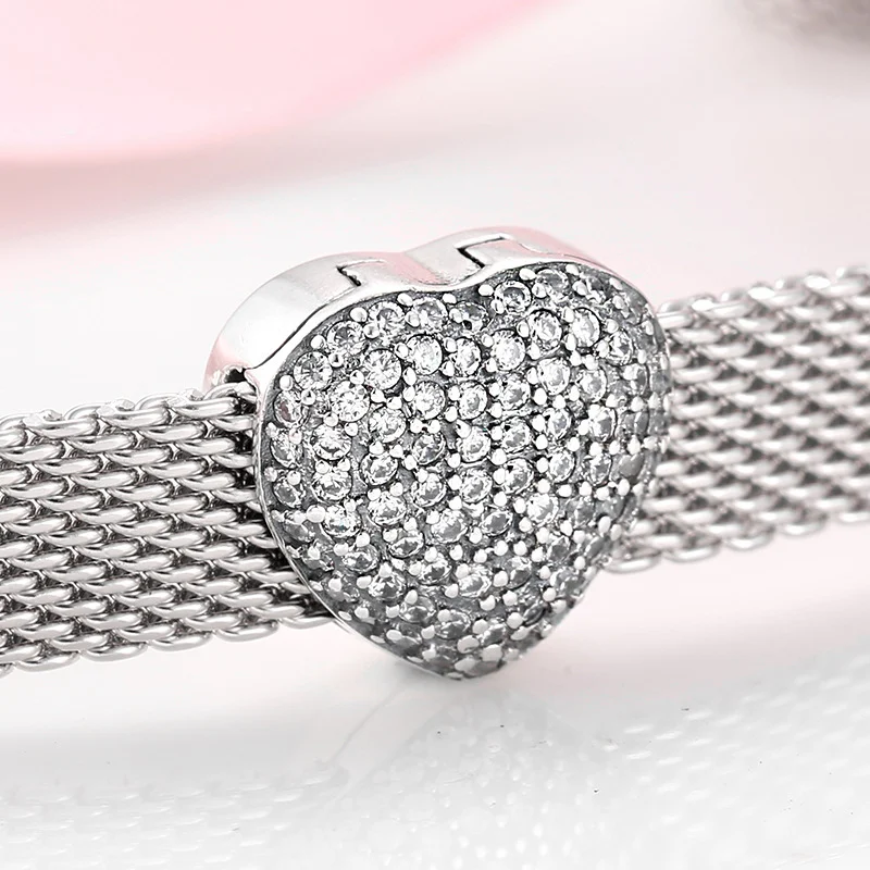S925 Sterling Zilveren Horlogeketting Clip Kralen Holle Zirkon Kralen Armband DIY Accessoires, voor unieke en stijlvolle sieraden.